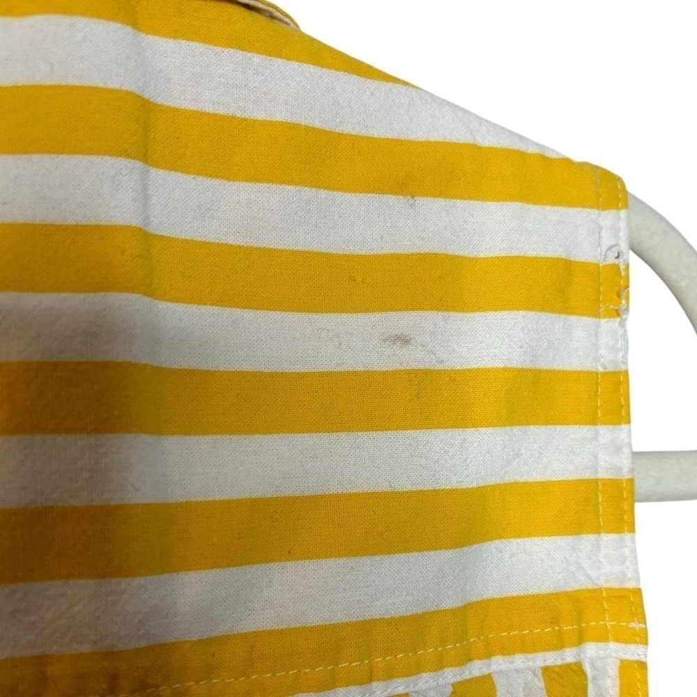 Sleeveless Yellow & White Striped Button-Front Romper - Picture 10 of 12